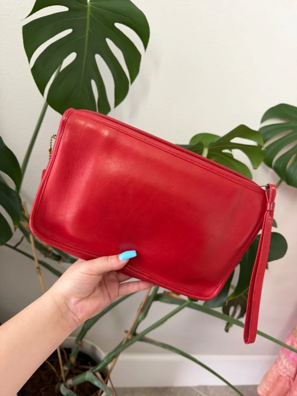 COACH Vintage Bonnie Cashin MADE IN USA Red Leather Clutch UNIQUE